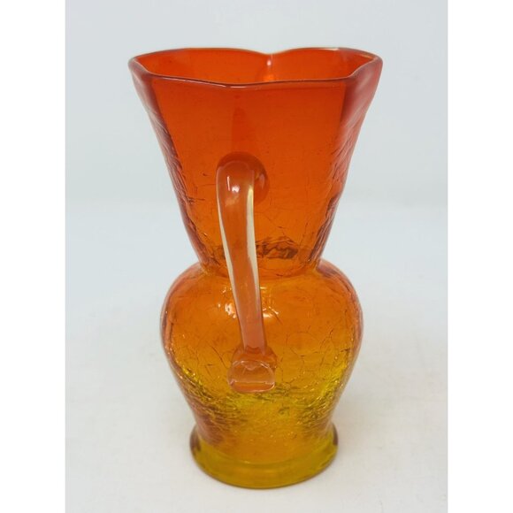 Vtg KANAWHA CRACKLE GLASS AMBERINA 8 Sided Mini Ewer Cruet Pitcher Octogonal - Picture 2 of 10